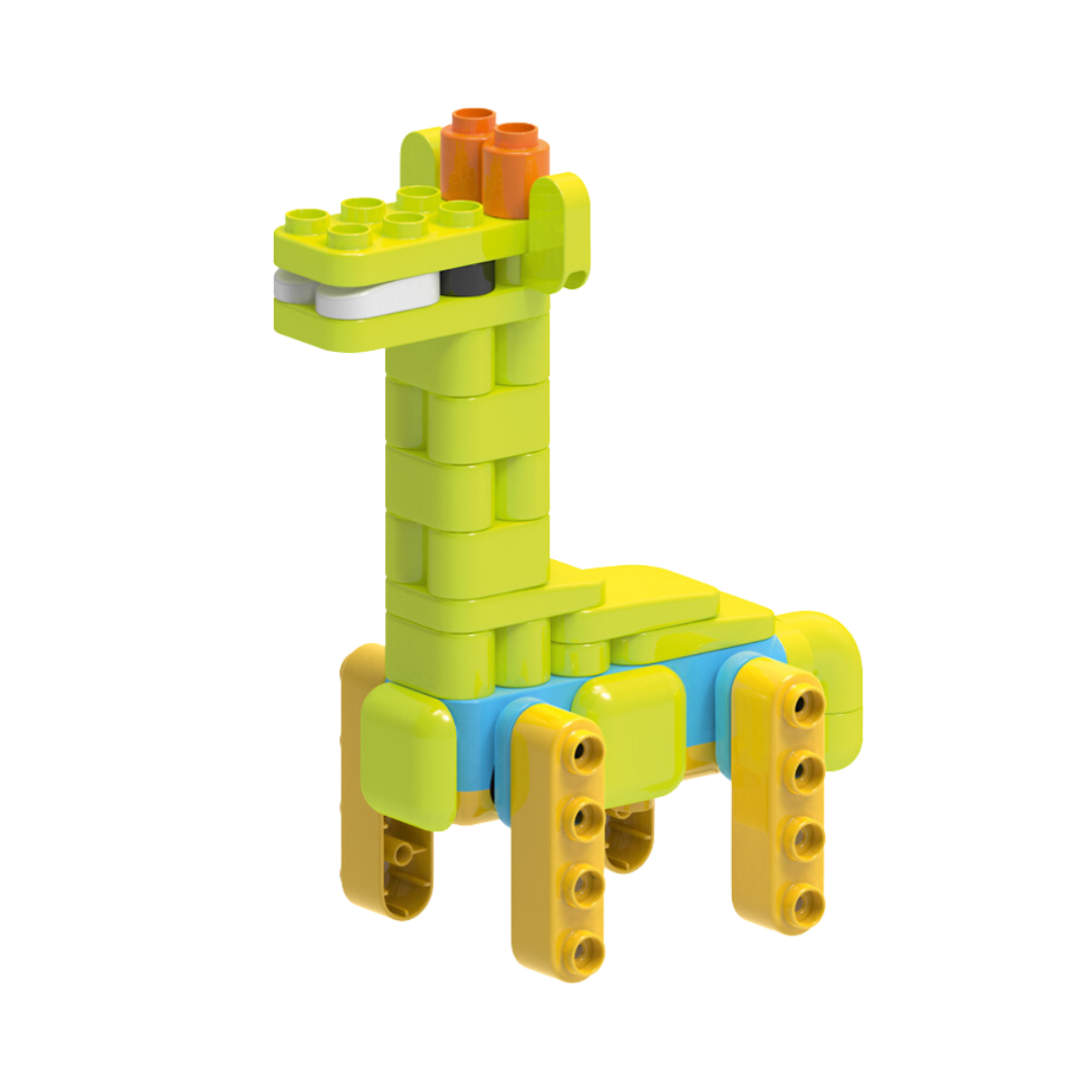 model zielonej żyrafy z klocków botzees steam box zwierzeta